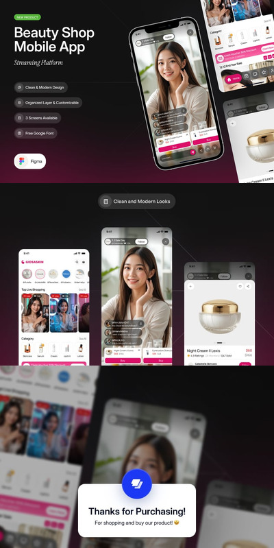 美容店流媒体移动应用程序 UI 设计套件