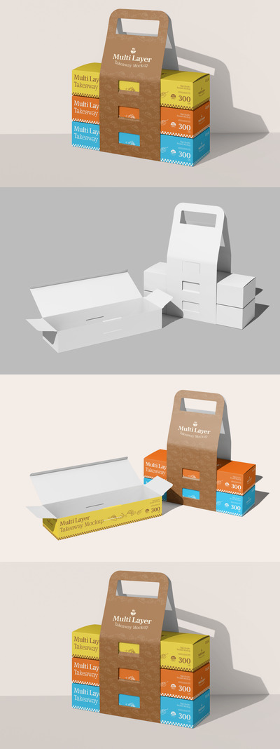 多层外卖盒模型