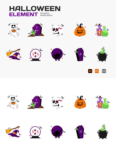 万圣节元素 (AI,EPS,PNG)