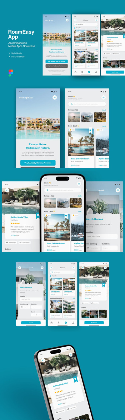 RoamEasy – 住宿移动应用展示
