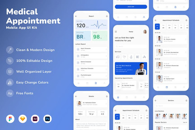 医疗预约移动应用程序 UI 套件