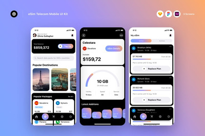 eSim Telecom 移动 UI 套件