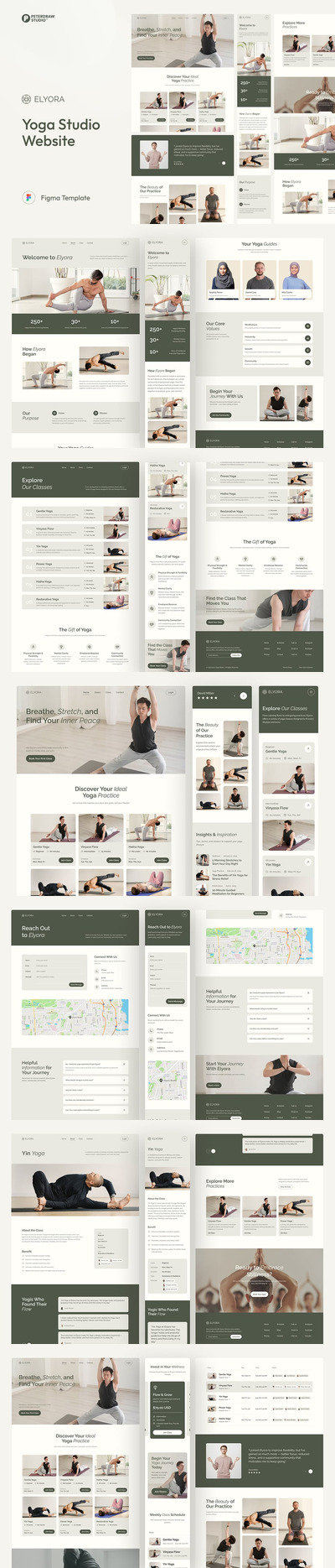 Elyora – 瑜伽工作室网站 UI Figma 模板