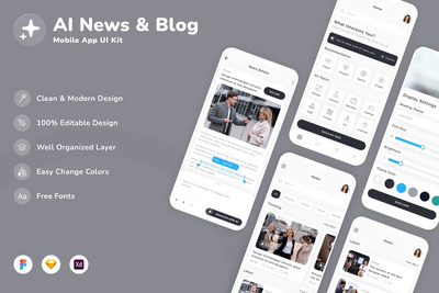 AI 新闻和博客移动应用程序 UI 套件