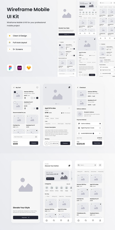 Comm – 移动线框 UI 套件