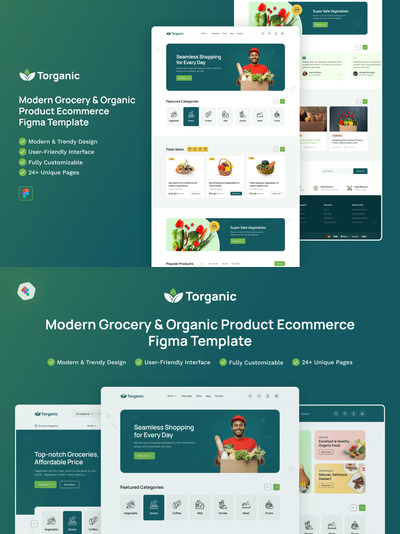 Torganic – 有机食品杂货和电子商务 Figma Temp