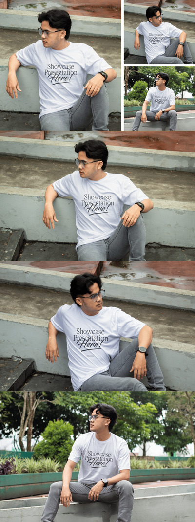 T恤模型——具有逼真的户外景观