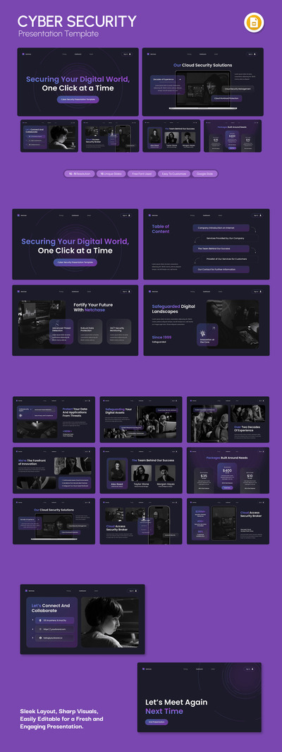 网络安全谷歌幻灯片模板