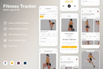 健身追踪器移动应用程序 UI 套件
