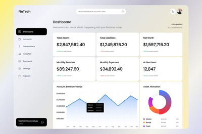 金融科技 – 财务与分析仪表板 UI
