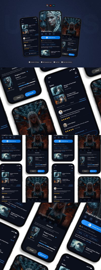 电影流媒体 - 移动应用程序 UI 套件