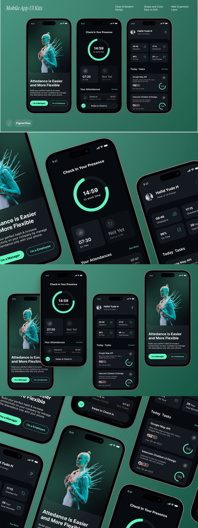 出勤监控 - 移动应用程序 UI 套件