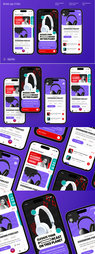 音频流和播客应用程序 UI 套件