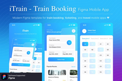 iTrain – 火车预订 Figma 移动应用程序模板