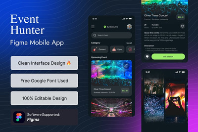 Event Hunter Figma 移动应用程序模板
