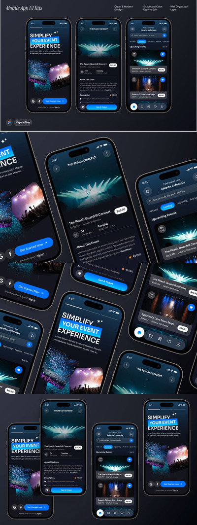 Feastival – 活动预订应用程序移动 UI 套件