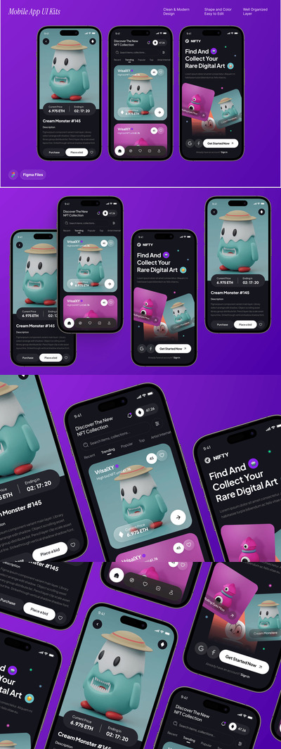区块链艺术市场移动应用程序 UI 套件