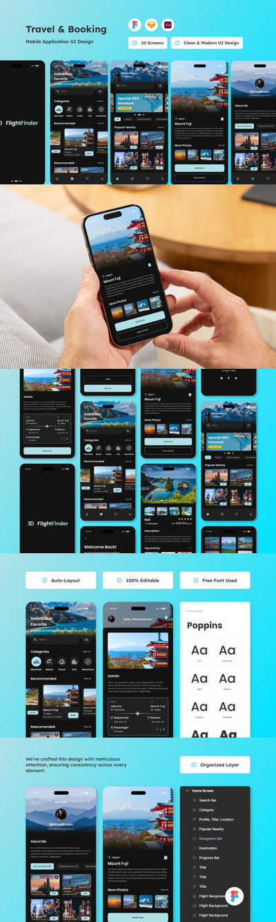 FlightFinder – 旅行和预订移动应用程序