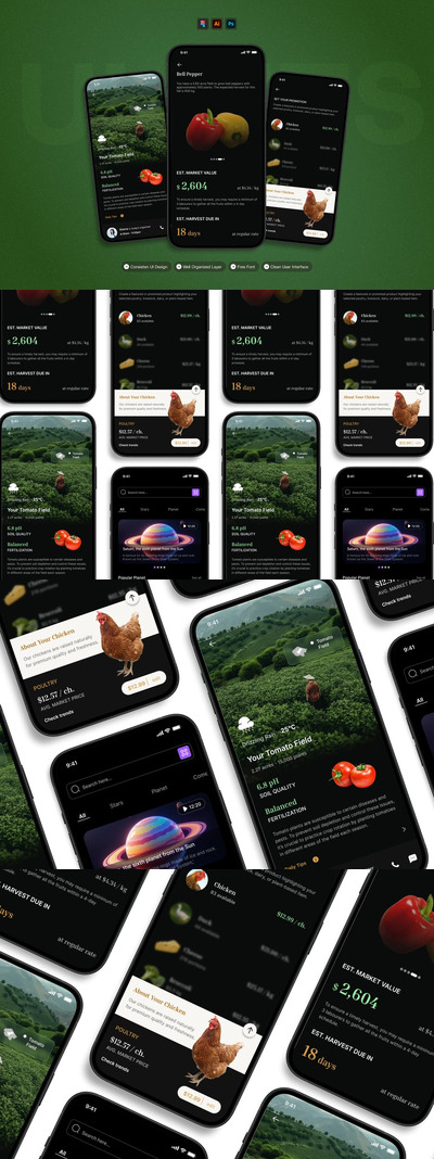 农场管理 – 移动应用程序 UI 套件