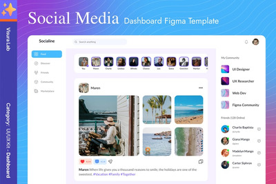 社交媒体仪表板 Figma 模板