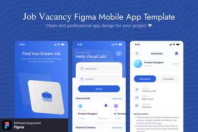 职位空缺 Figma 移动应用模板