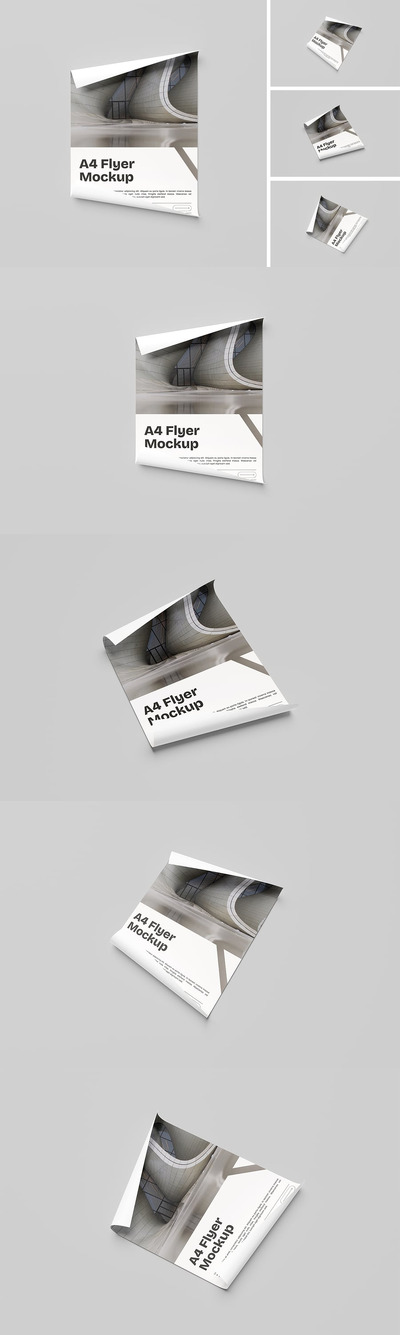 逼真的 A4 传单模型