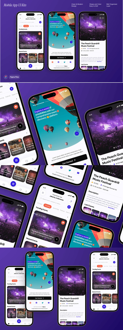 活动和门票预订移动应用程序 UI 套件
