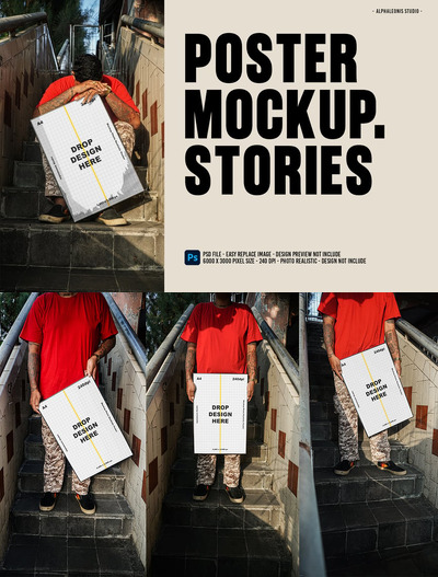 人物逼真的户外海报框架模型