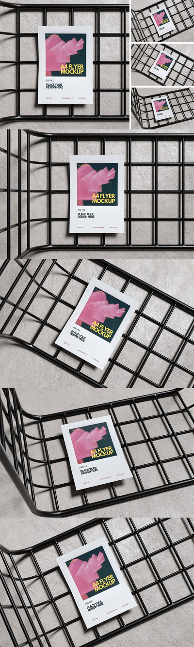 逼真的 A4 传单模型