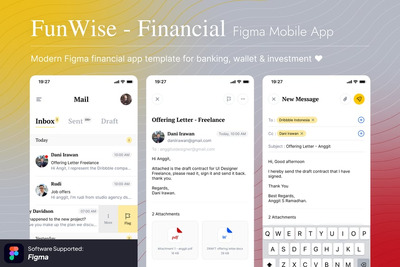 邮件阅读器 Figma 移动应用模板