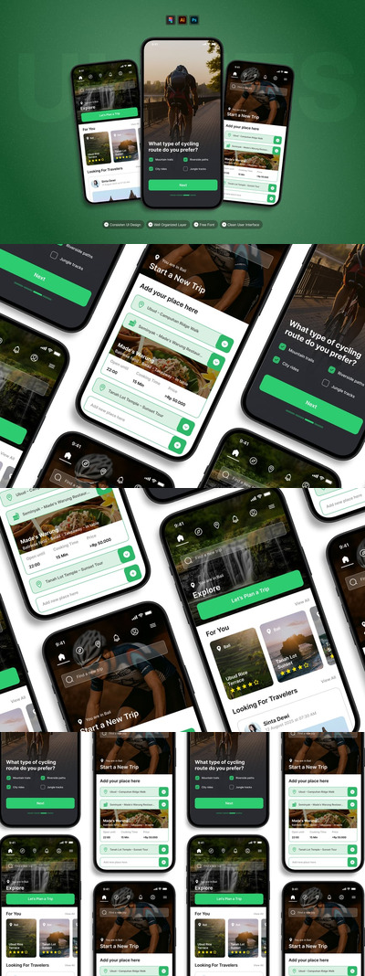 骑行时间 – 移动应用 UI 套件
