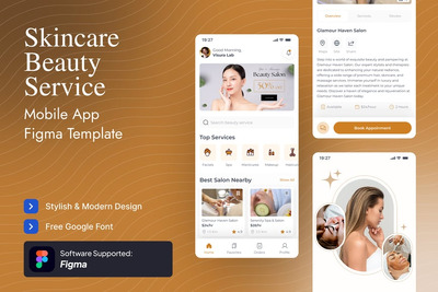 护肤美容服务移动应用程序 Figma 模板