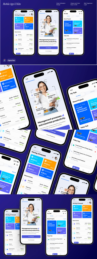 Flowise – 员工管理应用程序移动 UI 套件