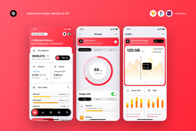 互联网服务提供商移动 UI 套件