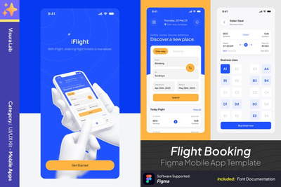 iFlight – 飞机预订 Figma 移动应用模板