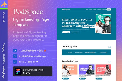 PodSpace – 播客 Figma 着陆页模板
