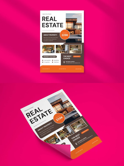 简洁现代房地产传单模板 01
