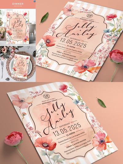 鲜花晚宴请柬