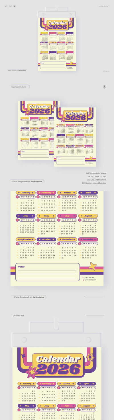 2026 年复古时尚日历