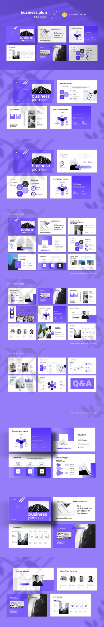 包含信息图表的商业计划书 Google 幻灯片