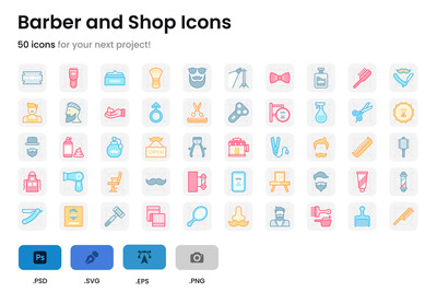 理发师和商店图标