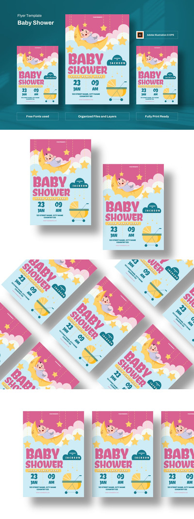 婴儿派对传单模板