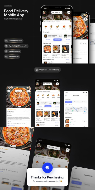 食品配送移动应用 UI 设计套件