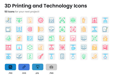 3D打印和技术图标