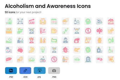 酒精中毒与意识图标