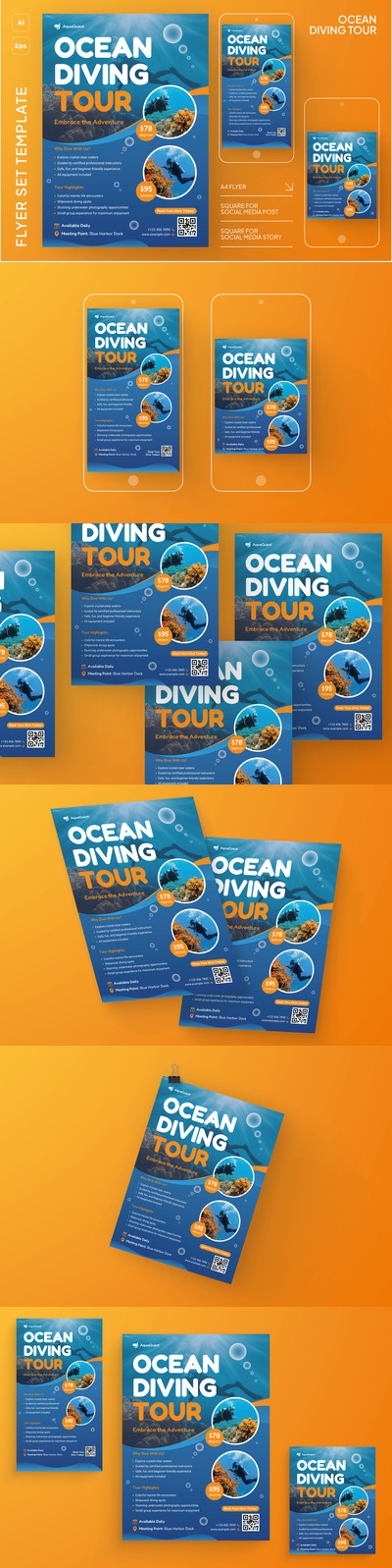 海洋潜水旅游传单套装