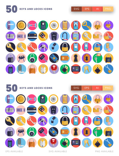 50 个钥匙和锁图标