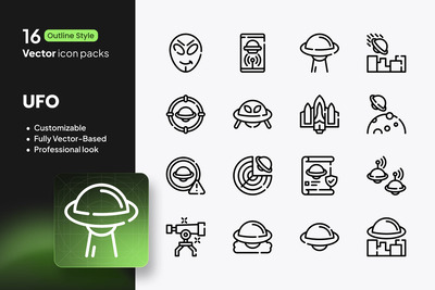 UFO 图标 – 16 个矢量轮廓