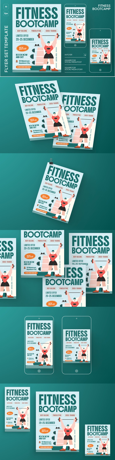 健身训练营促销传单套装