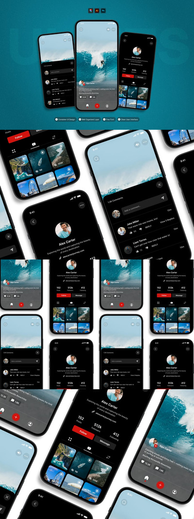 社交分享 – 移动应用 UI 套件